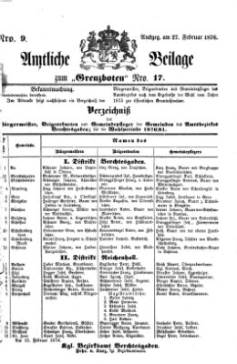 Der Grenzbote Sonntag 27. Februar 1876