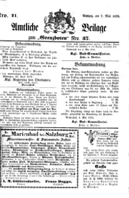 Der Grenzbote Sonntag 7. Mai 1876