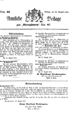 Der Grenzbote Sonntag 20. August 1876