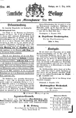 Der Grenzbote Donnerstag 7. Dezember 1876