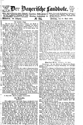 Der Bayerische Landbote Freitag 21. April 1876