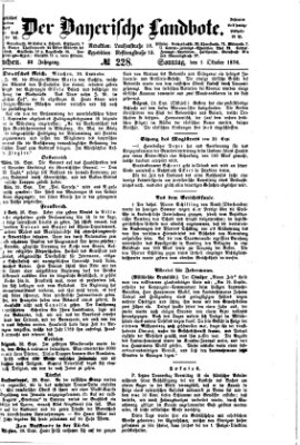 Der Bayerische Landbote Sonntag 1. Oktober 1876