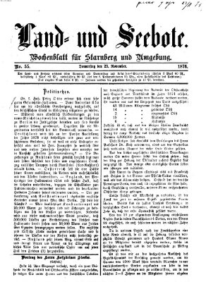 Land- und Seebote Donnerstag 23. November 1876