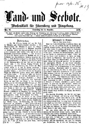 Land- und Seebote Donnerstag 14. Dezember 1876