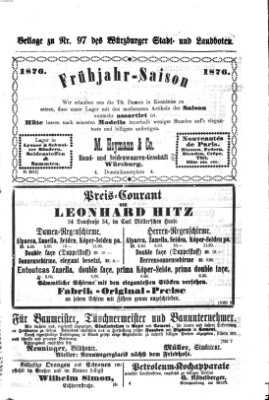 Würzburger Stadt- und Landbote Samstag 22. April 1876