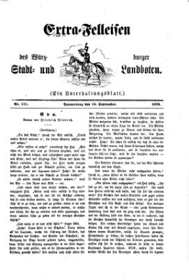 Extra-Felleisen (Würzburger Stadt- und Landbote) Donnerstag 14. September 1876