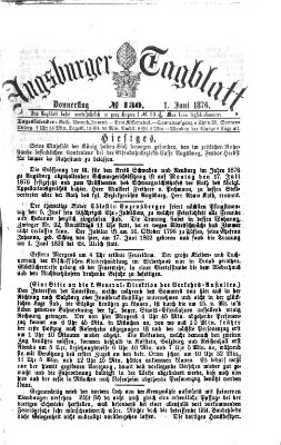 Augsburger Tagblatt Donnerstag 1. Juni 1876