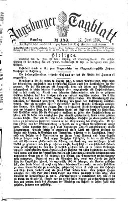 Augsburger Tagblatt Samstag 17. Juni 1876