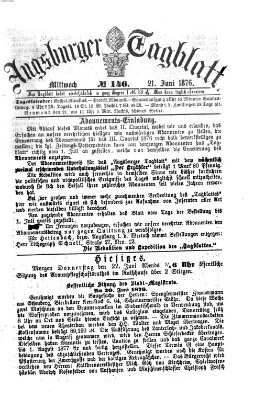 Augsburger Tagblatt Mittwoch 21. Juni 1876