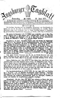 Augsburger Tagblatt Donnerstag 22. Juni 1876