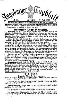 Augsburger Tagblatt Freitag 21. Juli 1876