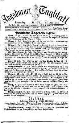 Augsburger Tagblatt Donnerstag 27. Juli 1876