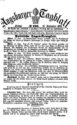 Augsburger Tagblatt Freitag 15. September 1876