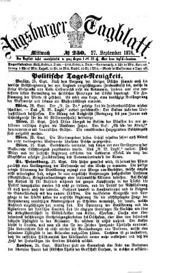 Augsburger Tagblatt Mittwoch 27. September 1876