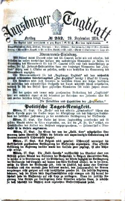 Augsburger Tagblatt Freitag 29. September 1876