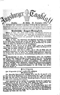 Augsburger Tagblatt Samstag 30. September 1876