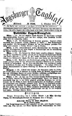 Augsburger Tagblatt Mittwoch 4. Oktober 1876