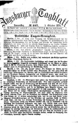 Augsburger Tagblatt Donnerstag 5. Oktober 1876