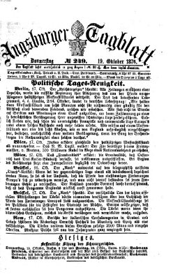 Augsburger Tagblatt Donnerstag 19. Oktober 1876