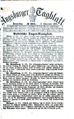 Augsburger Tagblatt Donnerstag 2. November 1876