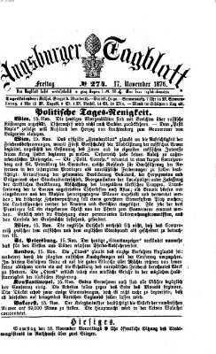 Augsburger Tagblatt Freitag 17. November 1876