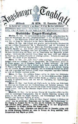 Augsburger Tagblatt Mittwoch 22. November 1876