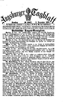 Augsburger Tagblatt Samstag 2. Dezember 1876