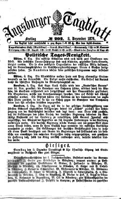 Augsburger Tagblatt Freitag 8. Dezember 1876