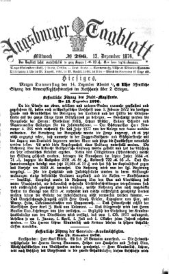 Augsburger Tagblatt Mittwoch 13. Dezember 1876