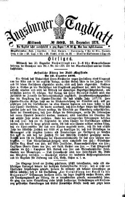 Augsburger Tagblatt Mittwoch 20. Dezember 1876