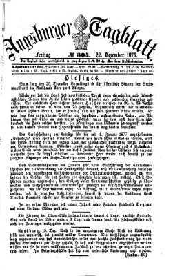 Augsburger Tagblatt Freitag 22. Dezember 1876