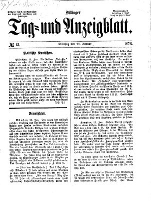 Dillinger Tag- und Anzeigeblatt (Tagblatt für die Städte Dillingen, Lauingen, Höchstädt, Wertingen und Gundelfingen) Dienstag 18. Januar 1876