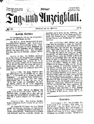 Dillinger Tag- und Anzeigeblatt (Tagblatt für die Städte Dillingen, Lauingen, Höchstädt, Wertingen und Gundelfingen) Mittwoch 16. Februar 1876