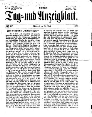 Dillinger Tag- und Anzeigeblatt (Tagblatt für die Städte Dillingen, Lauingen, Höchstädt, Wertingen und Gundelfingen) Dienstag 23. Mai 1876