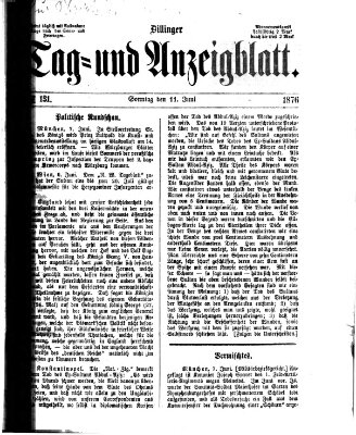Dillinger Tag- und Anzeigeblatt (Tagblatt für die Städte Dillingen, Lauingen, Höchstädt, Wertingen und Gundelfingen) Sonntag 11. Juni 1876