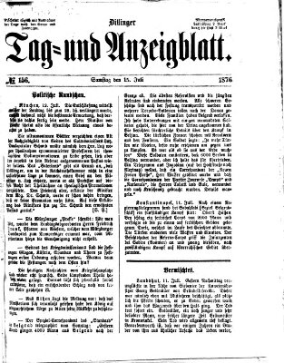 Dillinger Tag- und Anzeigeblatt (Tagblatt für die Städte Dillingen, Lauingen, Höchstädt, Wertingen und Gundelfingen) Samstag 15. Juli 1876