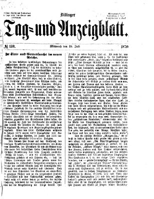 Dillinger Tag- und Anzeigeblatt (Tagblatt für die Städte Dillingen, Lauingen, Höchstädt, Wertingen und Gundelfingen) Mittwoch 19. Juli 1876