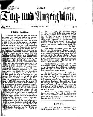 Dillinger Tag- und Anzeigeblatt (Tagblatt für die Städte Dillingen, Lauingen, Höchstädt, Wertingen und Gundelfingen) Mittwoch 26. Juli 1876