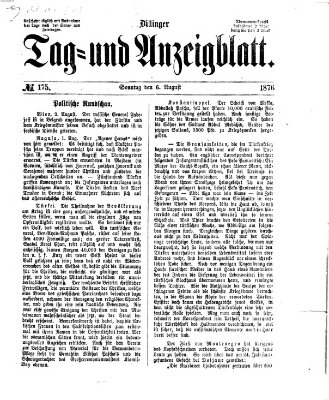 Dillinger Tag- und Anzeigeblatt (Tagblatt für die Städte Dillingen, Lauingen, Höchstädt, Wertingen und Gundelfingen) Sonntag 6. August 1876