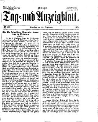 Dillinger Tag- und Anzeigeblatt (Tagblatt für die Städte Dillingen, Lauingen, Höchstädt, Wertingen und Gundelfingen) Dienstag 19. September 1876