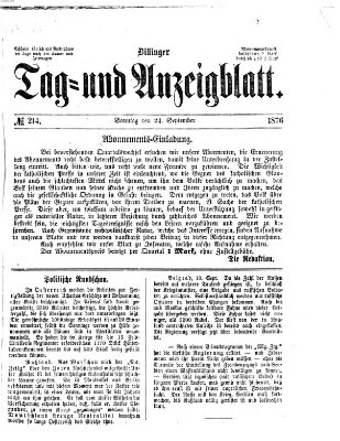 Dillinger Tag- und Anzeigeblatt (Tagblatt für die Städte Dillingen, Lauingen, Höchstädt, Wertingen und Gundelfingen) Sonntag 24. September 1876