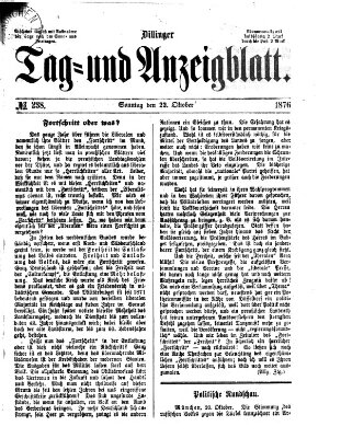 Dillinger Tag- und Anzeigeblatt (Tagblatt für die Städte Dillingen, Lauingen, Höchstädt, Wertingen und Gundelfingen) Sonntag 22. Oktober 1876