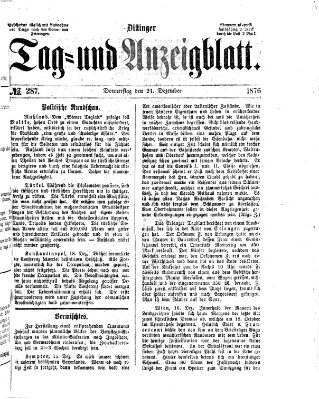 Dillinger Tag- und Anzeigeblatt (Tagblatt für die Städte Dillingen, Lauingen, Höchstädt, Wertingen und Gundelfingen) Donnerstag 21. Dezember 1876