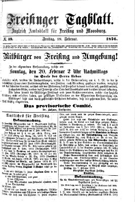 Freisinger Tagblatt (Freisinger Wochenblatt) Freitag 18. Februar 1876