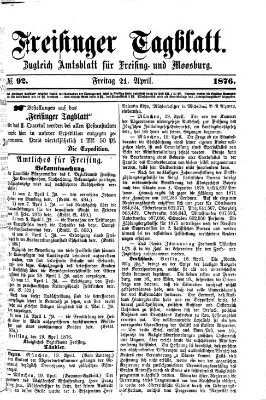 Freisinger Tagblatt (Freisinger Wochenblatt) Freitag 21. April 1876