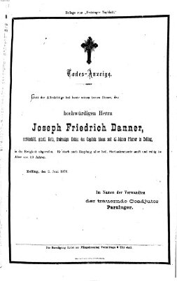 Freisinger Tagblatt (Freisinger Wochenblatt) Sonntag 4. Juni 1876