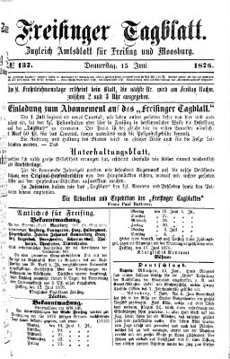 Freisinger Tagblatt (Freisinger Wochenblatt) Donnerstag 15. Juni 1876