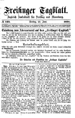 Freisinger Tagblatt (Freisinger Wochenblatt) Freitag 23. Juni 1876