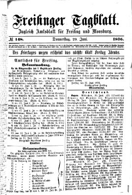 Freisinger Tagblatt (Freisinger Wochenblatt) Donnerstag 29. Juni 1876