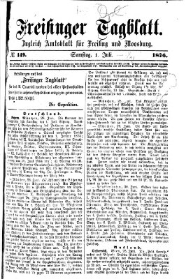 Freisinger Tagblatt (Freisinger Wochenblatt) Samstag 1. Juli 1876